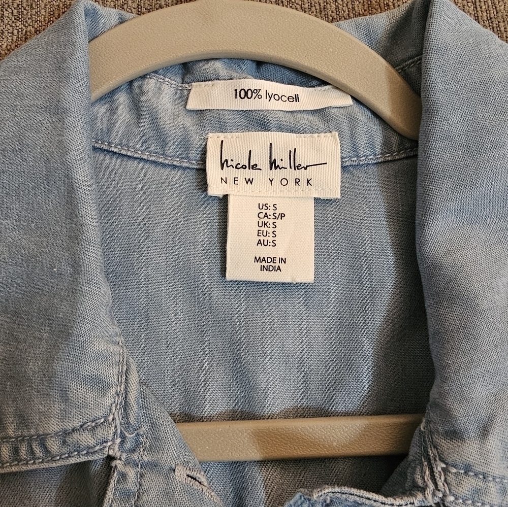 Nicole Miller Light Blue Lyocell Casual Lagen Shirt Shacket Size Small - Picture 5 of 5
